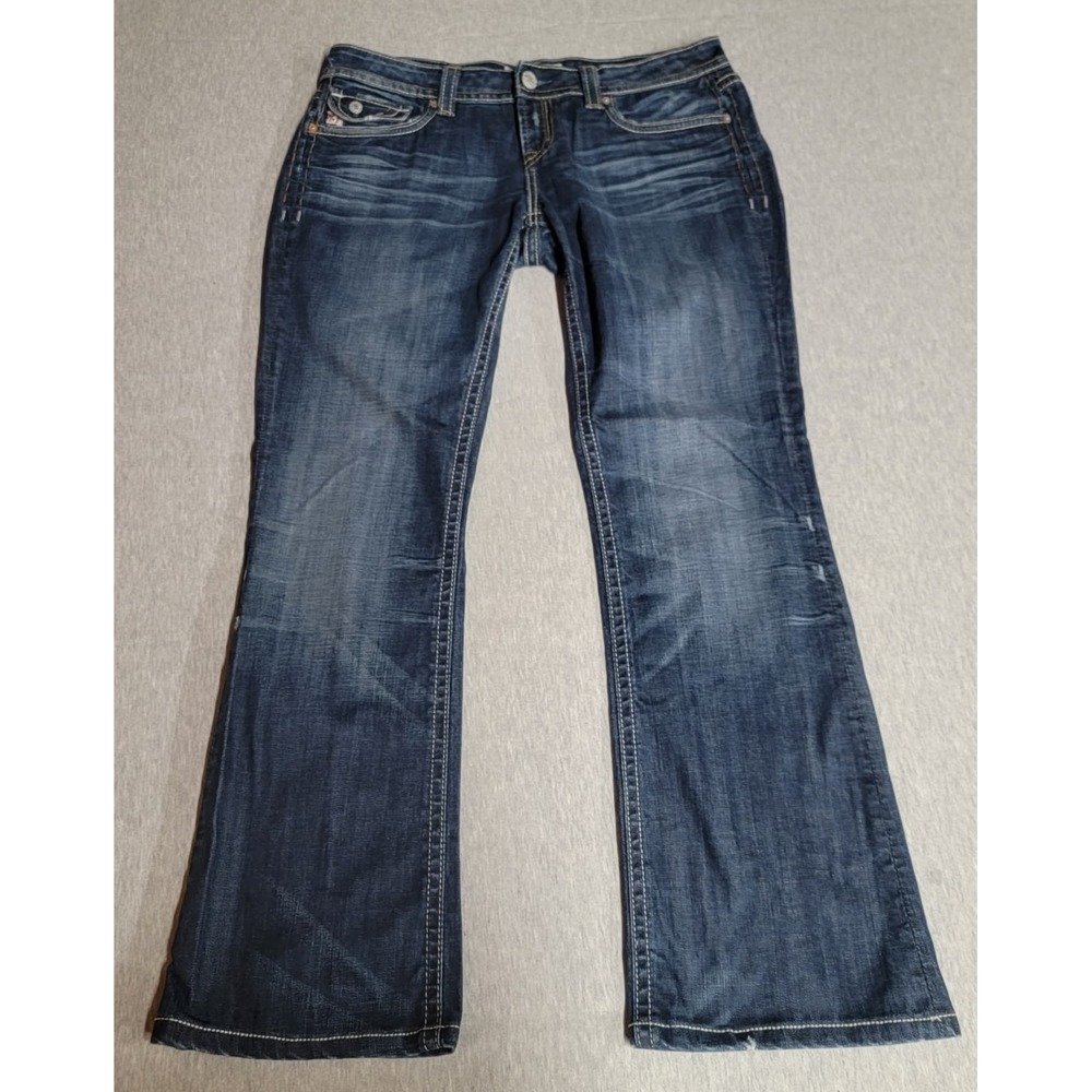 MEK DNM Los Angeles Womens Bootcut Jeans Dark Wash Stretch Blue 32x34